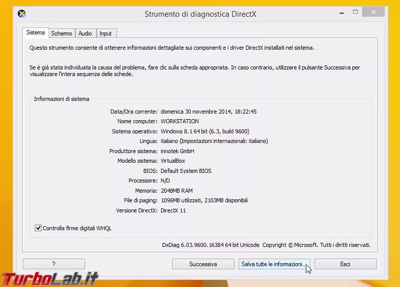 Immagine 4 Strumento di diagnostica DirectX dxdiag.exe Immagine 4 Strumento di diagnostica DirectX dxdiag.exe