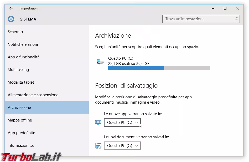 Immagine 10 windows 10.1 posizioni di salvataggio app