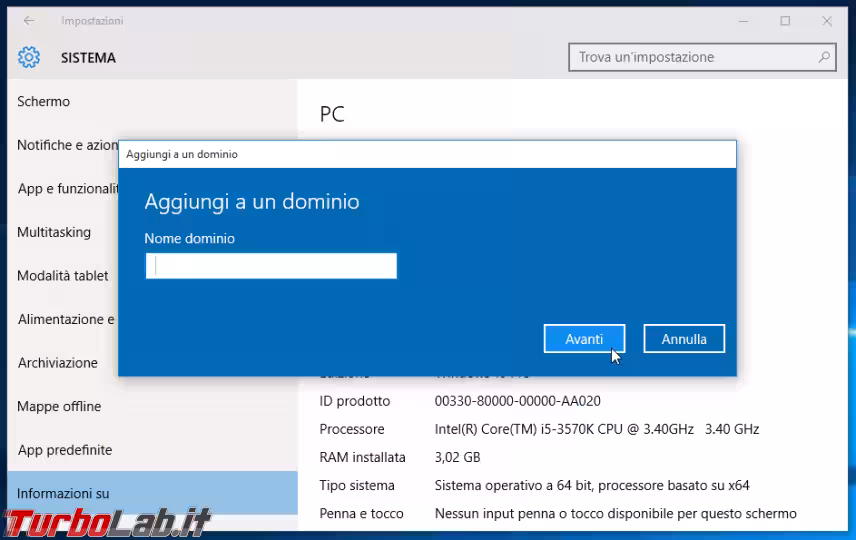 Immagine 4 windows 10 aggiungi a dominio