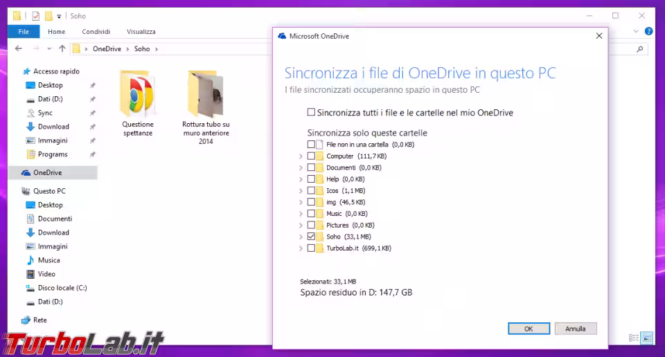 Immagine 16 windows 10 onedrive selective sync