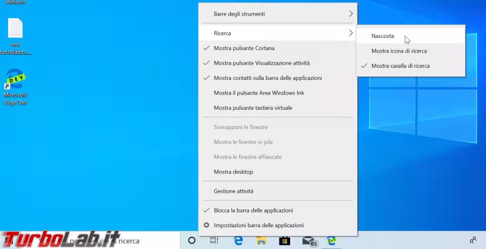 Immagine 3 windows 10 opzioni barra ricerc