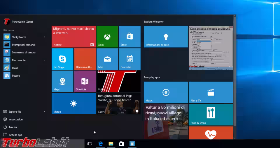 Immagine 2 windows 10 start menu