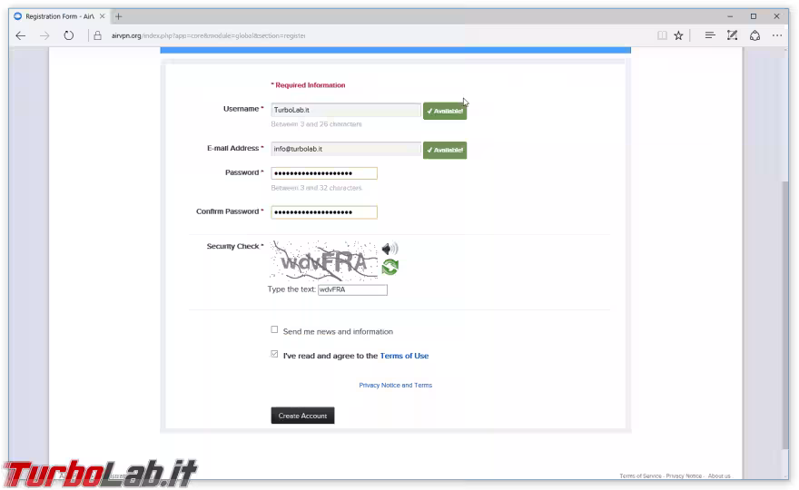 Immagine 6 airvpn registrazio