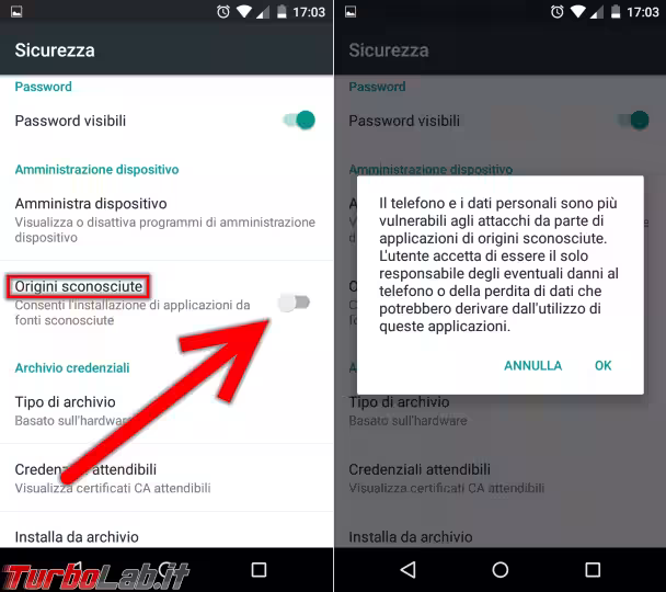 Immagine 2 android impostazioni sicurezza origini sconosciut