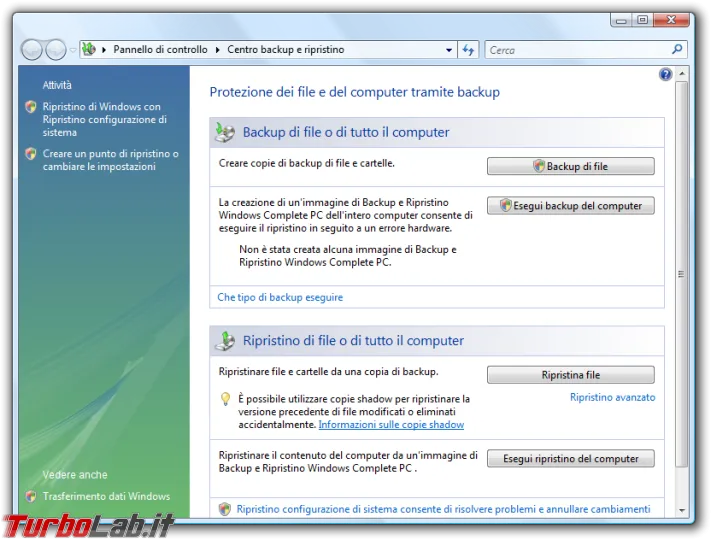Immagine 34 Centro backup e ripristino Immagine 34 Centro backup e ripristino