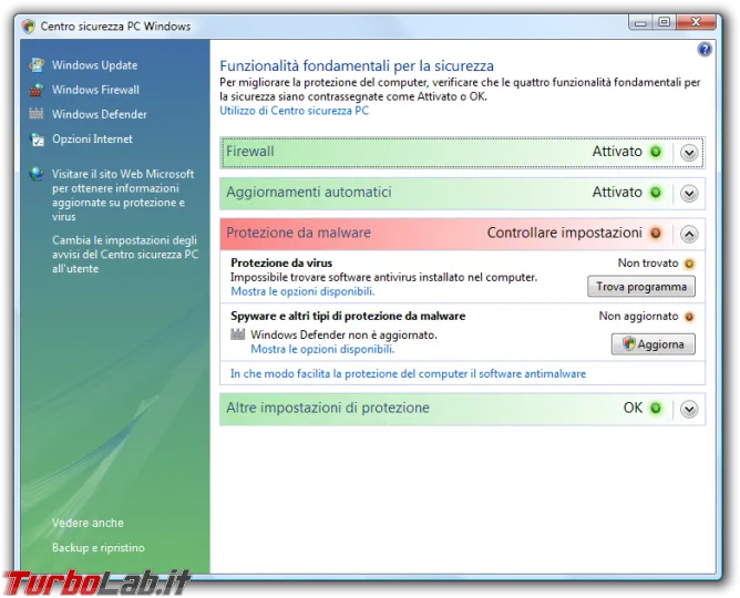 Immagine 26 Centro sicurezza PC Windows Immagine 26 Centro sicurezza PC Windows