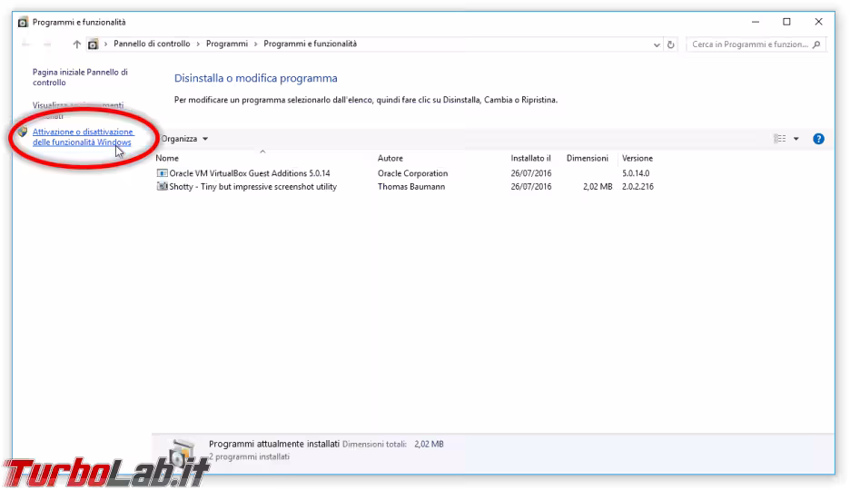 Immagine 7 Programmi e funzionalità