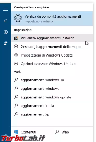 Immagine 2 start visualizza aggiornamenti installat