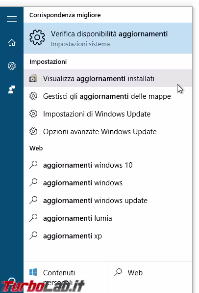 Immagine 2 start visualizza aggiornamenti installati Immagine 2 start visualizza aggiornamenti installati