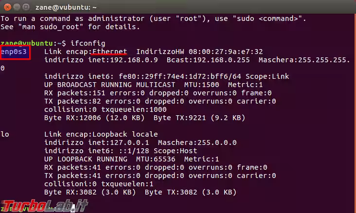 Immagine 8 ubuntu ifconfi