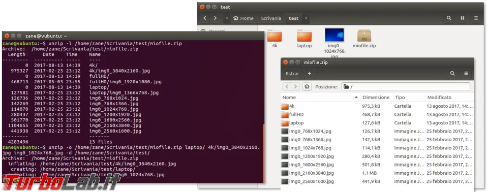 Immagine 7 unzip selezione file