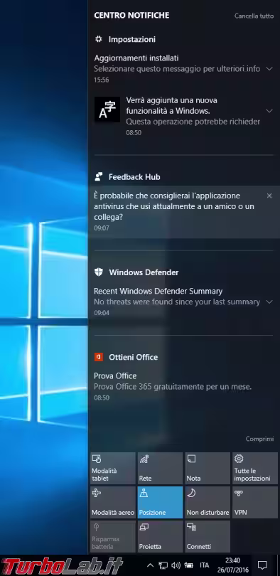 Immagine 13 windows 10 1607 centro notifiche Immagine 13 windows 10 1607 centro notifiche