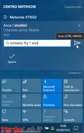 Immagine 11 windows 10 1607 notifica chiamata persa mobil