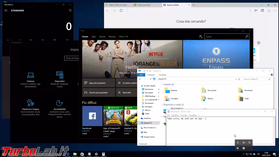Immagine 26 windows 10 1607 tema scuro
