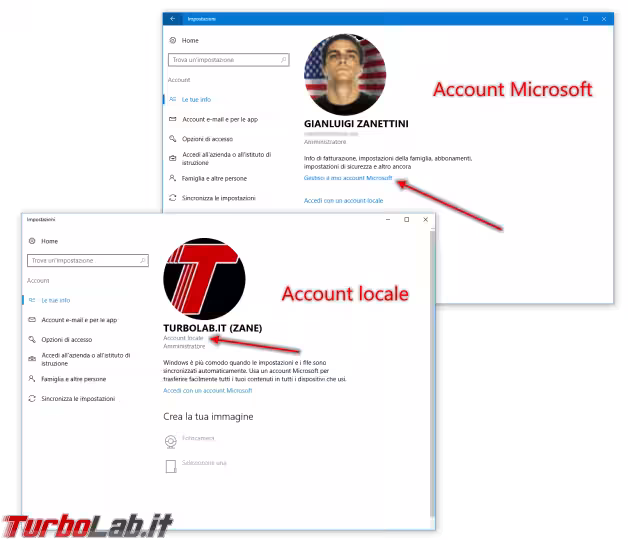 Immagine 8 windows 10 account locale account Microsoft