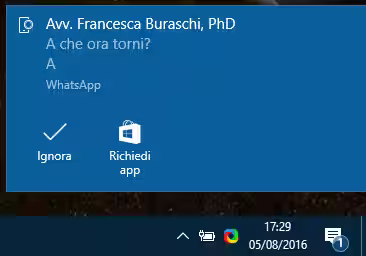 Immagine 9 windows 1607 notifica android whatsapp Immagine 9 windows 1607 notifica android whatsapp