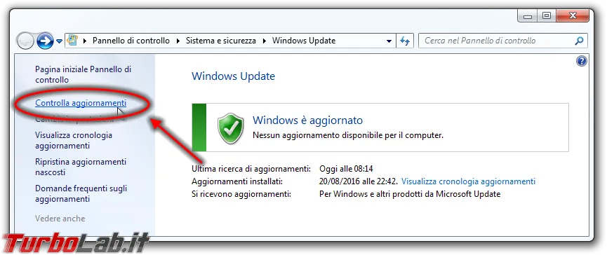 Immagine 2 Windows Update controlla aggiornamenti link