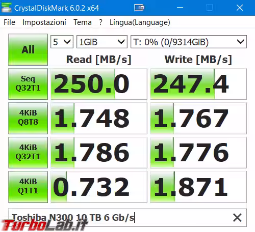Immagine 3 crystaldiskmark toshiba n300 10 TB