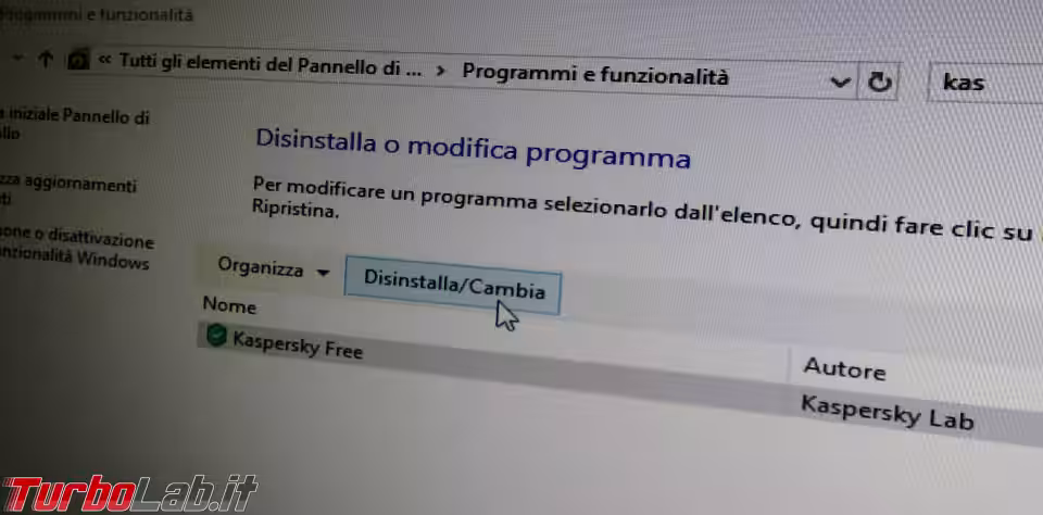 Immagine 6 disinstallazione uninstall kaspersky