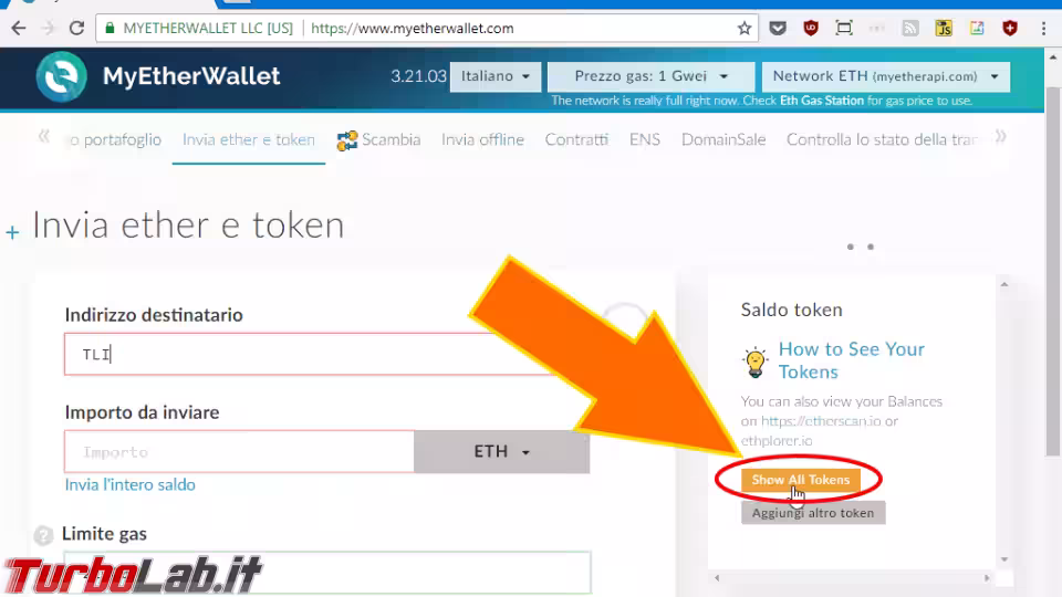 Immagine 1 spotlight MyEtherWallet load all tokens