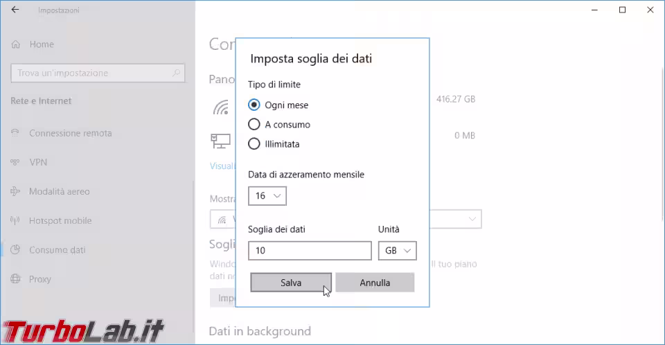 Immagine 1 windows 10 imposta soglia dati Immagine 1 windows 10 imposta soglia dati