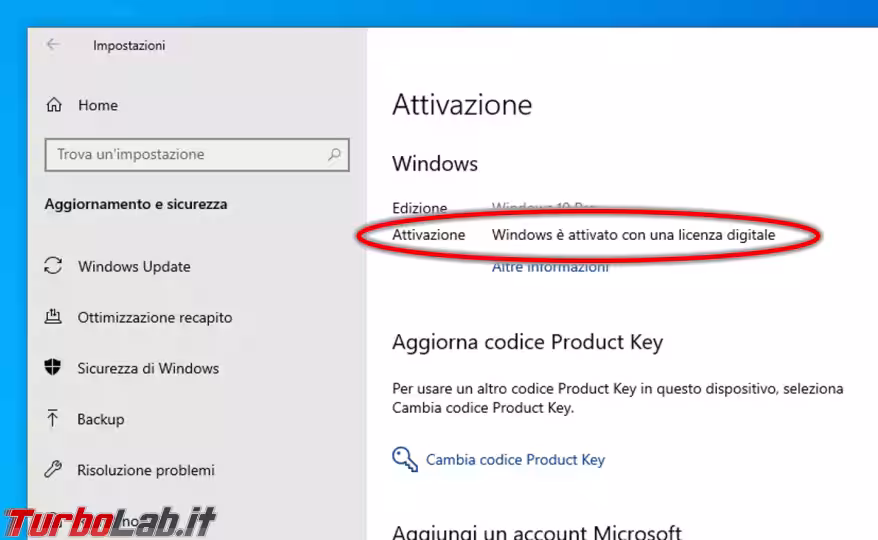 Immagine 9 windows è attivato con una licenza digital