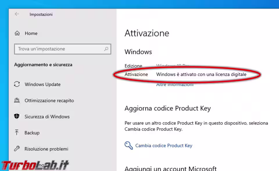 Immagine 9 windows è attivato con una licenza digitale