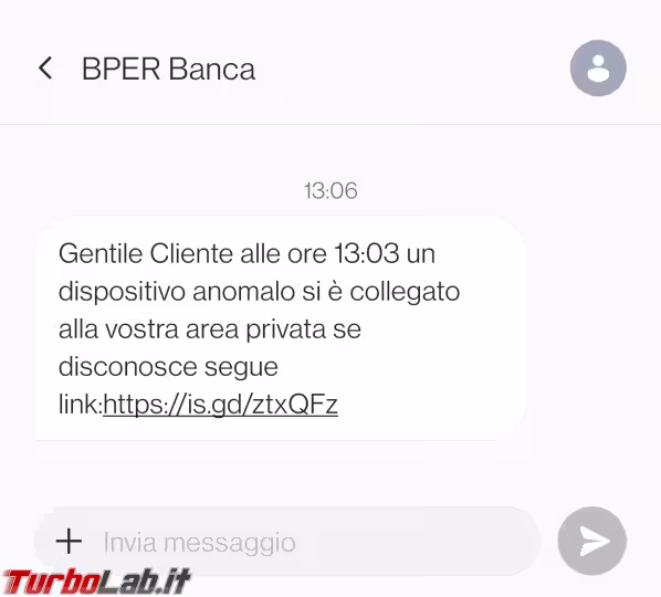 Immagine 7 messaggio truffa bper