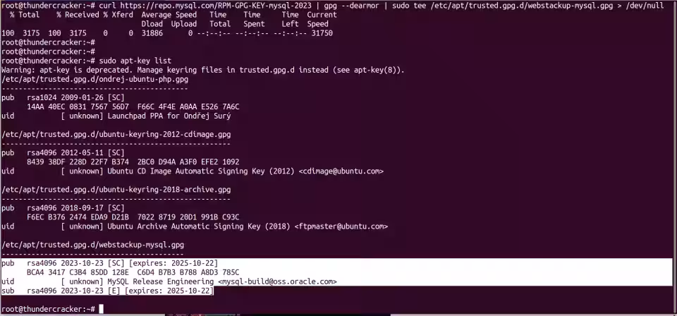 Immagine 5 nuova chiave pgp mysql