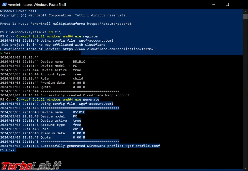Immagine 3 wgcf_powershell Immagine 3 wgcf_powershell