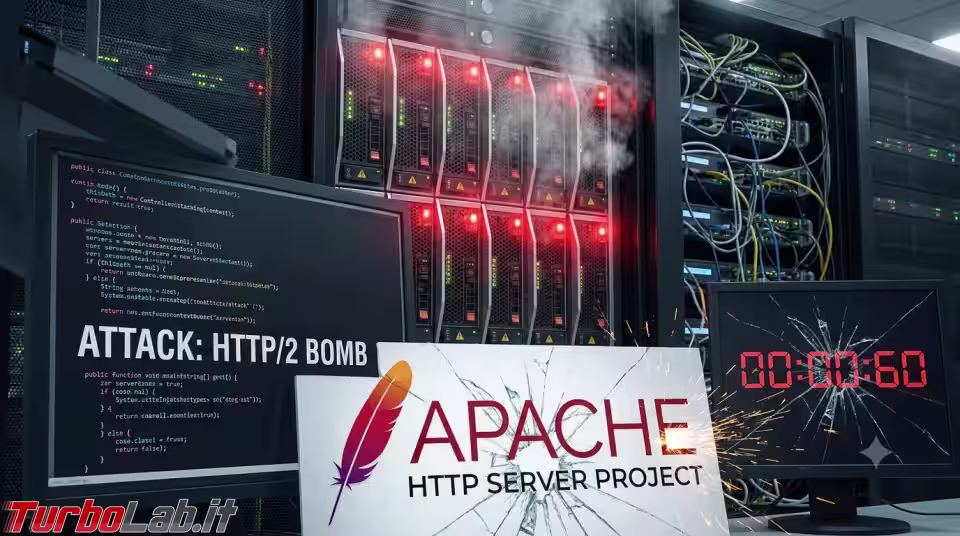 HTTP/2 Bomb consente di crashare Apache HTTP Server in 60 secondi (aggiornato: 19 giugno 2026, ore 09:06)