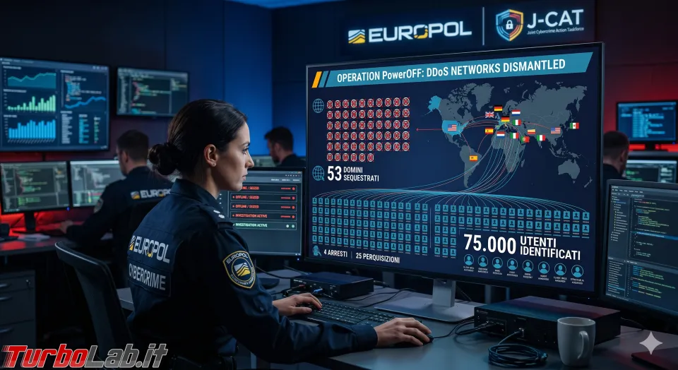 Operation PowerOFF: sequestrati 53 domini DDoS-for-hire, identificati 75.000 utenti (aggiornato: 17 aprile 2026, ore 11:14)