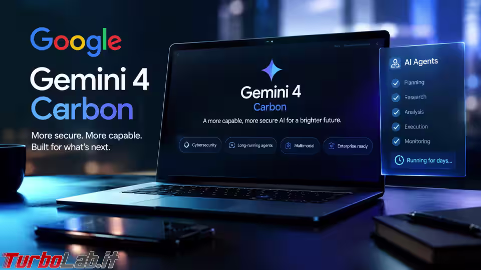 Gemini 4 Carbon è ufficiale: Google punta su cybersecurity e agenti AI che lavorano per giorni (aggiornato: 28 ottobre 2026, ore 22:43)