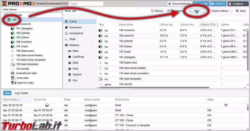 Immagine 3 proxmox shell console Immagine 3 proxmox shell console