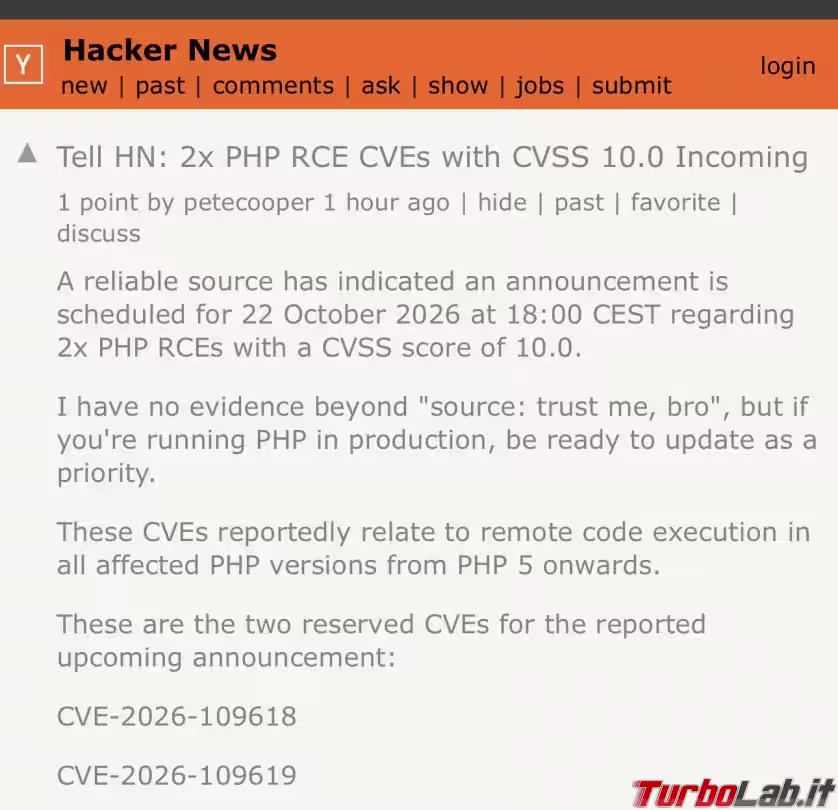 Immagine 2 screenshot hackernews PHP CVE 2026