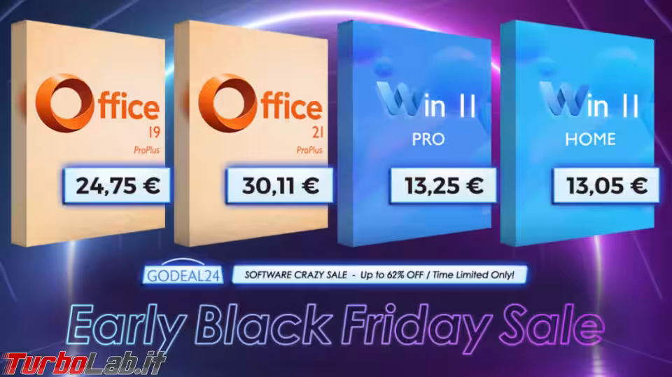 Sconti anticipati del Black Friday: licenza a vita originale di MS Office 2021 e Windows 11 a partire da soli 10€ su Godeal24! (aggiornato: 13 novembre 2025, ore 08:57)
