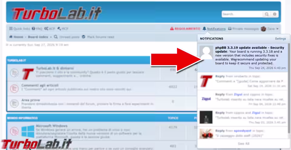 phpBB: come disattivare le notifiche di aggiornamento (aggiornato: settembre 2026)
